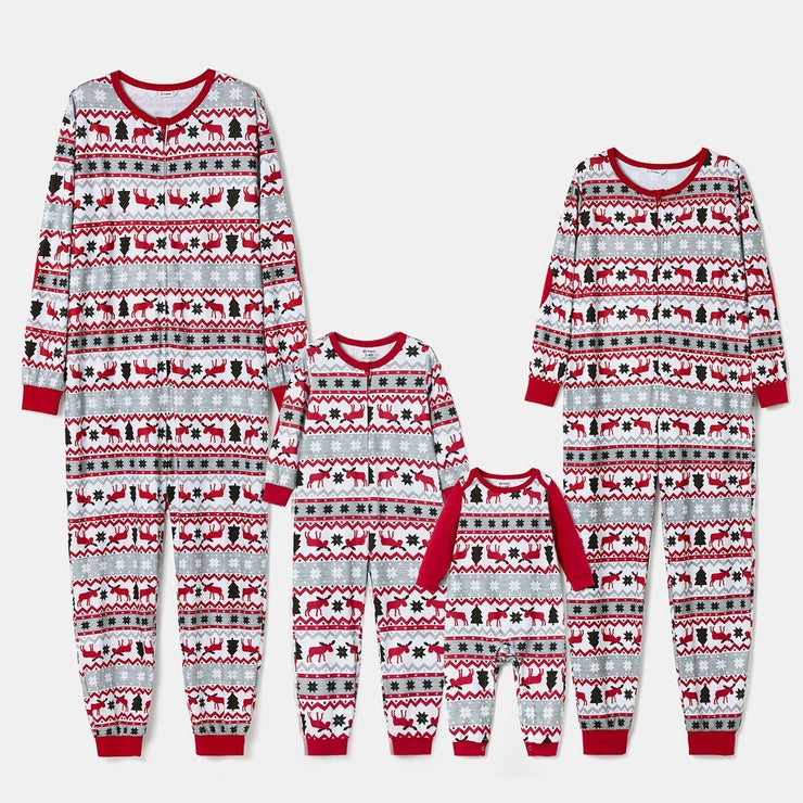 Parent-child Christmas one-piece pajamas