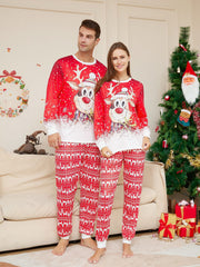 Christmas Cartoon Reindeer Print Parent-child Christmas Suit Pajamas