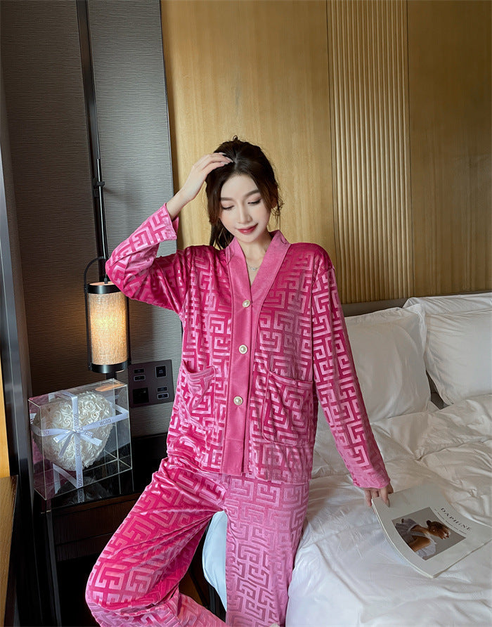 New Gold Velvet Pajamas Women&