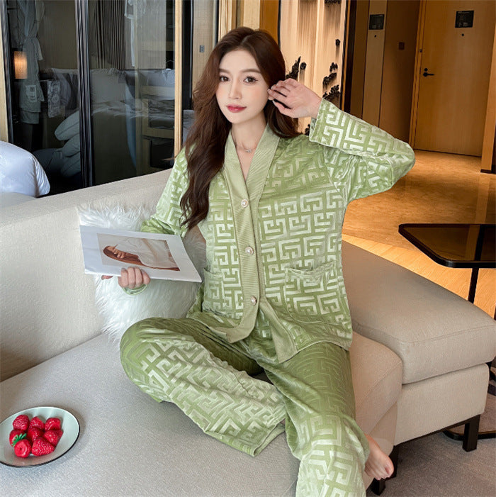 New Gold Velvet Pajamas Women&