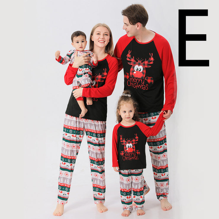 Christmas Family Pajamas Set Clothes For Mom Dad And Son Cartoon Print