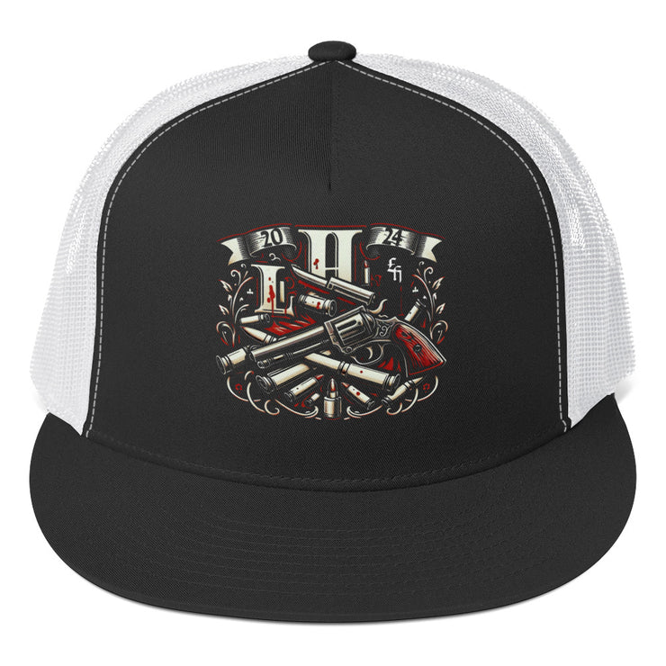 Locally Hated Merch - Red Gun Logo - Trucker Cap 