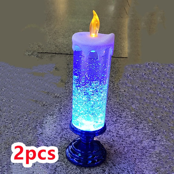 Rechargeable Color Electronic LED Waterproof Candle With Glitter Color Changing LED Candle Home Decor