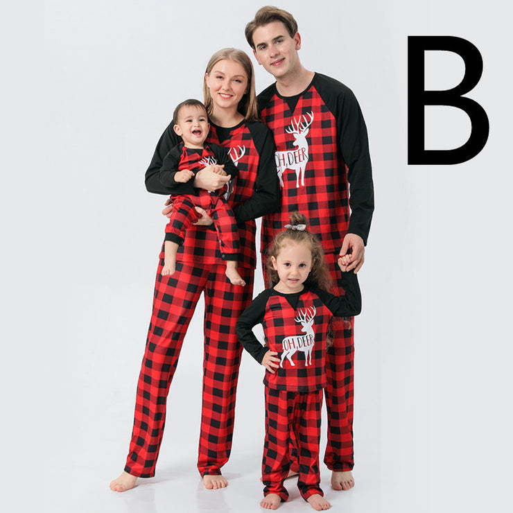 Christmas Family Pajamas Set Clothes For Mom Dad And Son Cartoon Print