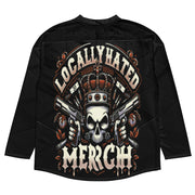 Locally Hated Merch - 2 Gun Skull Orange - Recycled hockey fan jersey #1