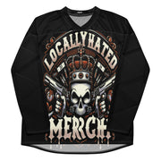 Locally Hated Merch - 2 Gun Skull Orange - Recycled hockey fan jersey #1