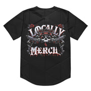 Locally Hated Merch - Red Skull 2 Gun - Baseball jersey #1