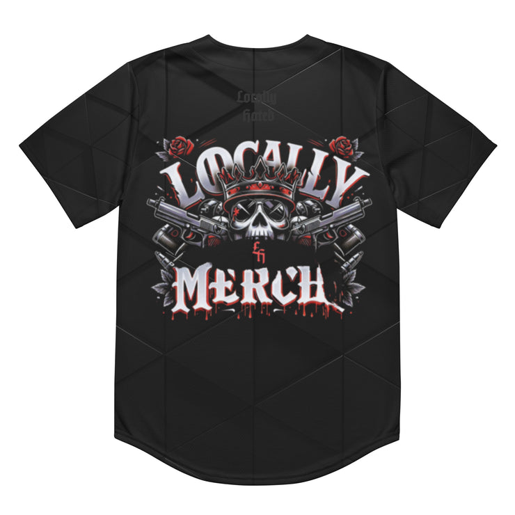 Locally Hated Merch - Red Skull 2 Gun - Baseball jersey 