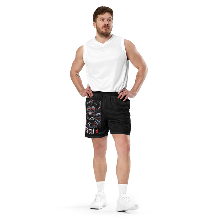 Locally Hated Merch - Red 2 Gun Skull Ride or Die - Unisex mesh shorts 