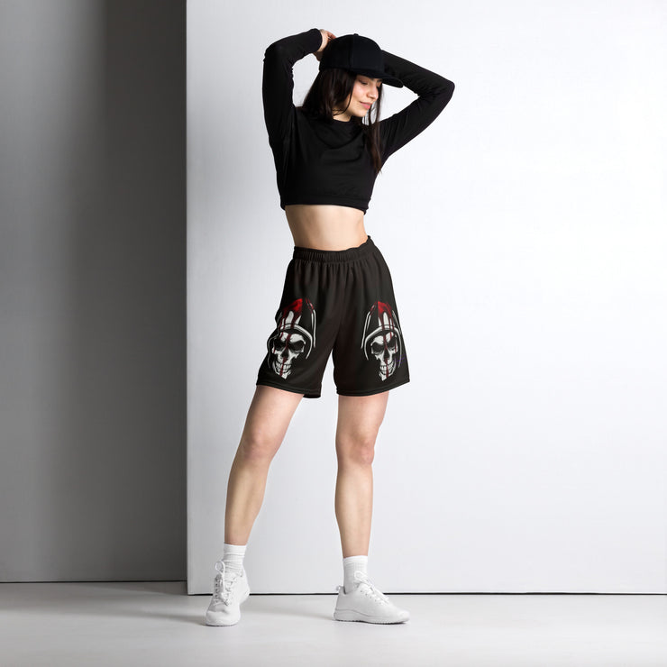 𝕷𝖔𝖈𝖆𝖑𝖑𝖞 𝕳𝖆𝖙𝖊𝖉 𝕸𝖊𝖗𝖈𝖍 - Blood Dripping Skull - Unisex mesh shorts 