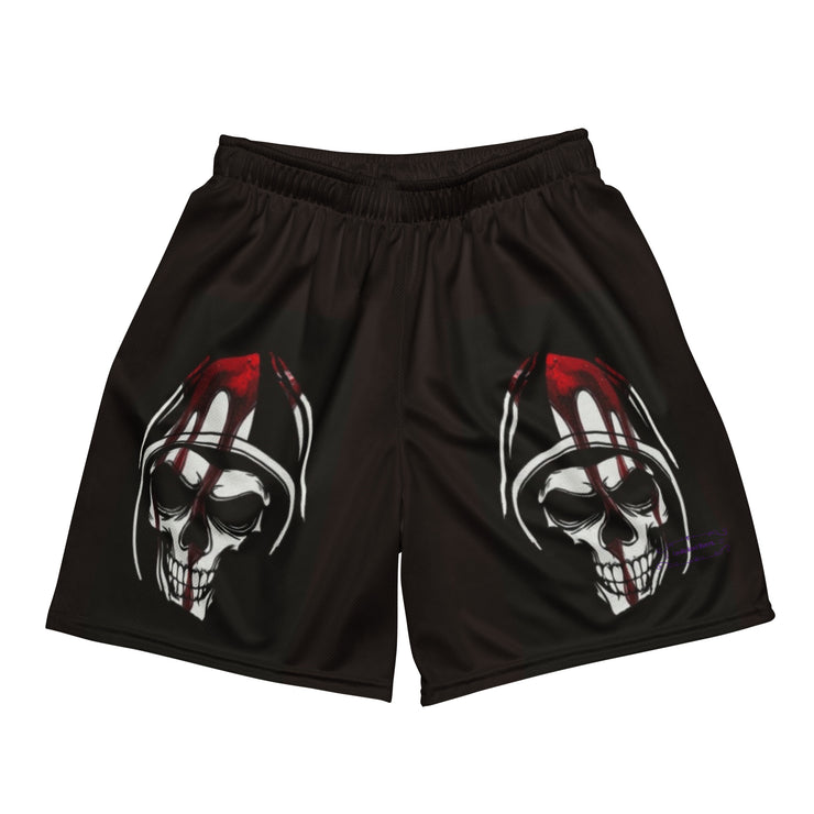 𝕷𝖔𝖈𝖆𝖑𝖑𝖞 𝕳𝖆𝖙𝖊𝖉 𝕸𝖊𝖗𝖈𝖍 - Blood Dripping Skull - Unisex mesh shorts 