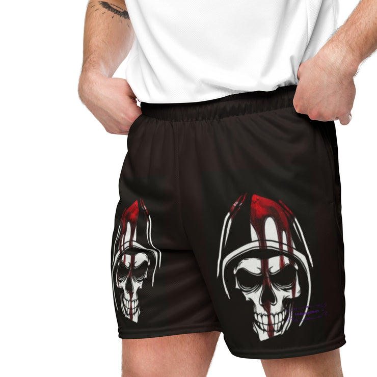 𝕷𝖔𝖈𝖆𝖑𝖑𝖞 𝕳𝖆𝖙𝖊𝖉 𝕸𝖊𝖗𝖈𝖍 - Blood Dripping Skull - Unisex mesh shorts 