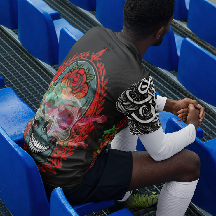 𝕷𝖔𝖈𝖆𝖑𝖑𝖞 𝕳𝖆𝖙𝖊𝖉 𝕸𝖊𝖗𝖈𝖍- Colourful Tribal Skull - Unisex sports jersey 