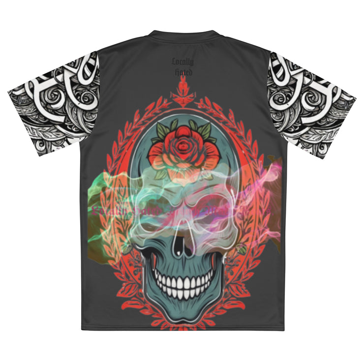 𝕷𝖔𝖈𝖆𝖑𝖑𝖞 𝕳𝖆𝖙𝖊𝖉 𝕸𝖊𝖗𝖈𝖍- Colourful Tribal Skull - Unisex sports jersey 