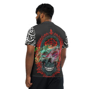 𝕷𝖔𝖈𝖆𝖑𝖑𝖞 𝕳𝖆𝖙𝖊𝖉 𝕸𝖊𝖗𝖈𝖍- Colourful Tribal Skull - Unisex sports jersey #1