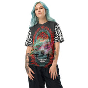 𝕷𝖔𝖈𝖆𝖑𝖑𝖞 𝕳𝖆𝖙𝖊𝖉 𝕸𝖊𝖗𝖈𝖍- Colourful Tribal Skull - Unisex sports jersey #1