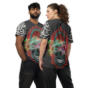 𝕷𝖔𝖈𝖆𝖑𝖑𝖞 𝕳𝖆𝖙𝖊𝖉 𝕸𝖊𝖗𝖈𝖍- Colourful Tribal Skull - Unisex sports jersey #1