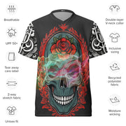 𝕷𝖔𝖈𝖆𝖑𝖑𝖞 𝕳𝖆𝖙𝖊𝖉 𝕸𝖊𝖗𝖈𝖍- Colourful Tribal Skull - Unisex sports jersey #1