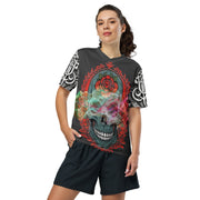 𝕷𝖔𝖈𝖆𝖑𝖑𝖞 𝕳𝖆𝖙𝖊𝖉 𝕸𝖊𝖗𝖈𝖍- Colourful Tribal Skull - Unisex sports jersey #1