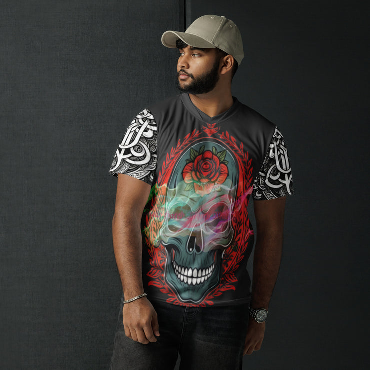 𝕷𝖔𝖈𝖆𝖑𝖑𝖞 𝕳𝖆𝖙𝖊𝖉 𝕸𝖊𝖗𝖈𝖍- Colourful Tribal Skull - Unisex sports jersey 