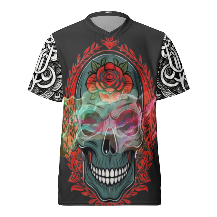 𝕷𝖔𝖈𝖆𝖑𝖑𝖞 𝕳𝖆𝖙𝖊𝖉 𝕸𝖊𝖗𝖈𝖍- Colourful Tribal Skull - Unisex sports jersey 