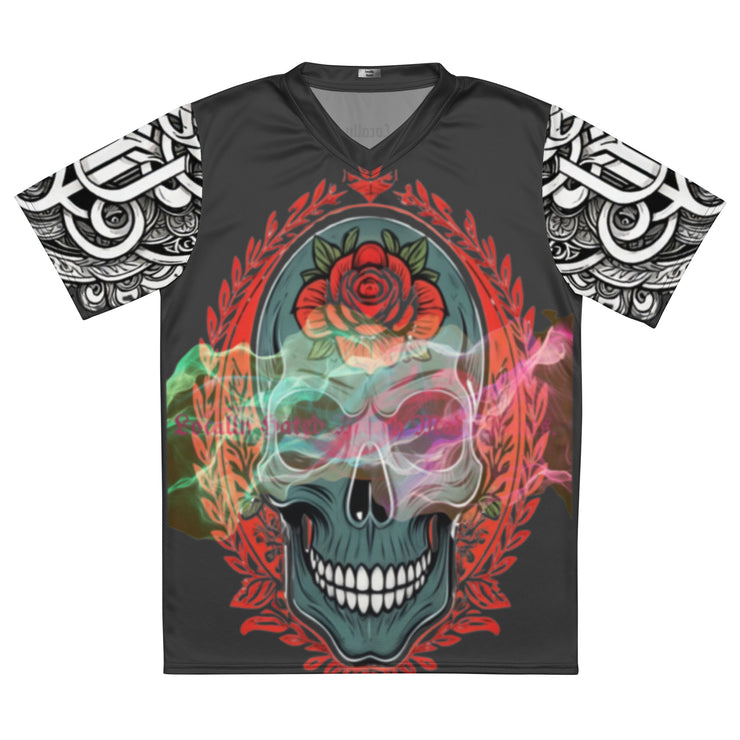 𝕷𝖔𝖈𝖆𝖑𝖑𝖞 𝕳𝖆𝖙𝖊𝖉 𝕸𝖊𝖗𝖈𝖍- Colourful Tribal Skull - Unisex sports jersey 