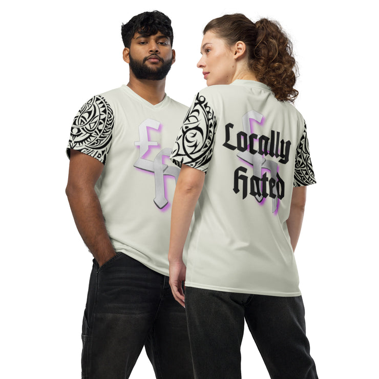 𝕷𝖔𝖈𝖆𝖑𝖑𝖞 𝕳𝖆𝖙𝖊𝖉 𝕸𝖊𝖗𝖈𝖍 - L.H Logo - Unisex sports jersey 