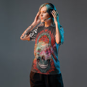 𝕷𝖔𝖈𝖆𝖑𝖑𝖞 𝕳𝖆𝖙𝖊𝖉 𝕸𝖊𝖗𝖈𝖍- Colourful Tribal Skull - Unisex sports jersey #1