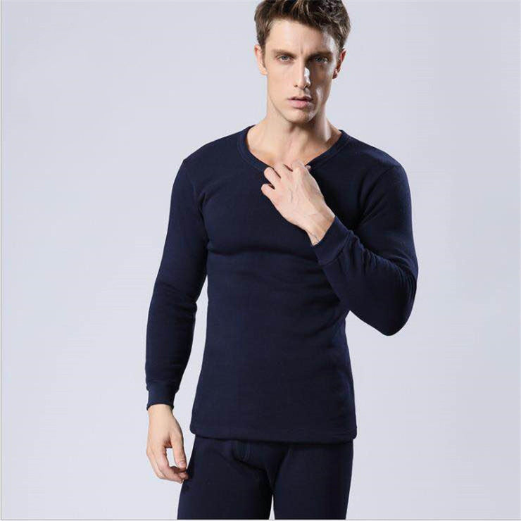 Men Round Neck Warm Pajamas Suit