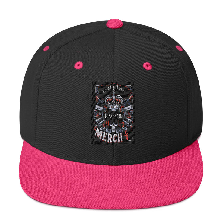 Locally Hated Merch - Red 2 Gun Skull Ride or Die - Snapback Hat 