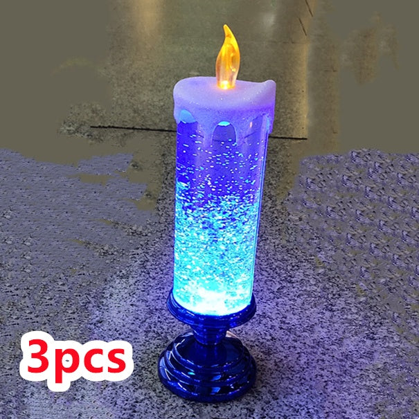 Rechargeable Color Electronic LED Waterproof Candle With Glitter Color Changing LED Candle Home Decor