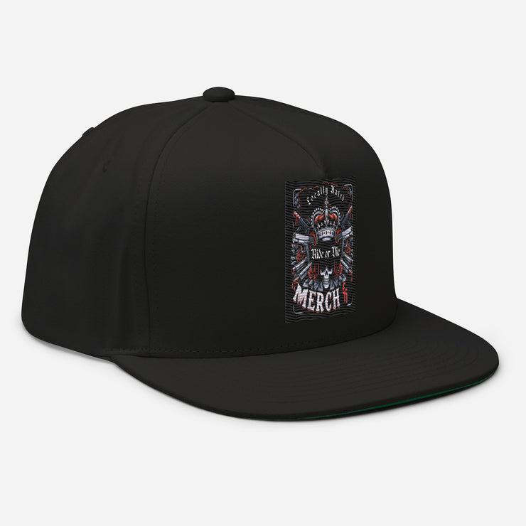 Locally Hated Merch - Red 2 Gun Skull Ride or Die - Flat Bill Cap 