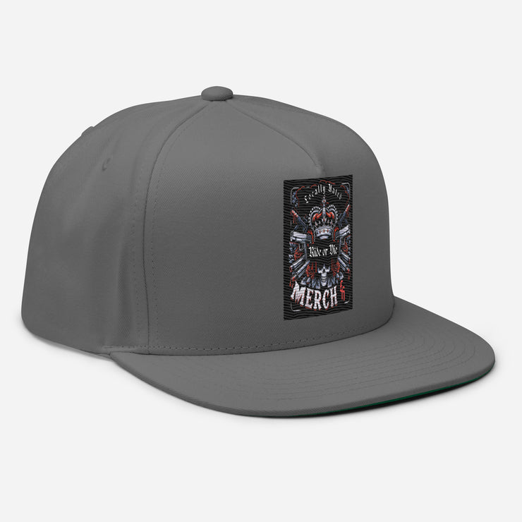 Locally Hated Merch - Red 2 Gun Skull Ride or Die - Flat Bill Cap 