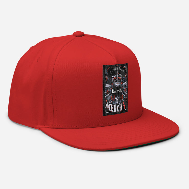 Locally Hated Merch - Red 2 Gun Skull Ride or Die - Flat Bill Cap 