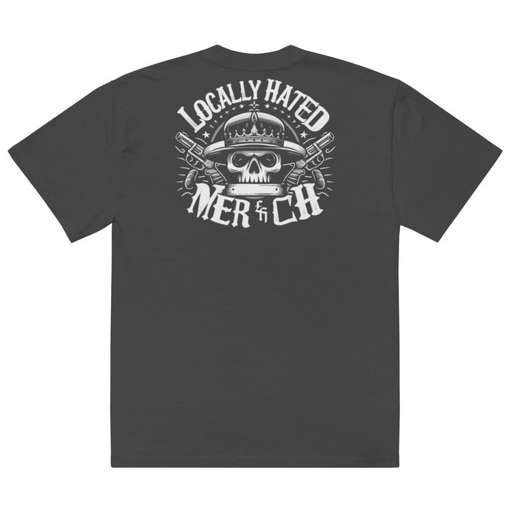 Locally Hated Merch - Skull With Guns - Oversized faded t-shirt 