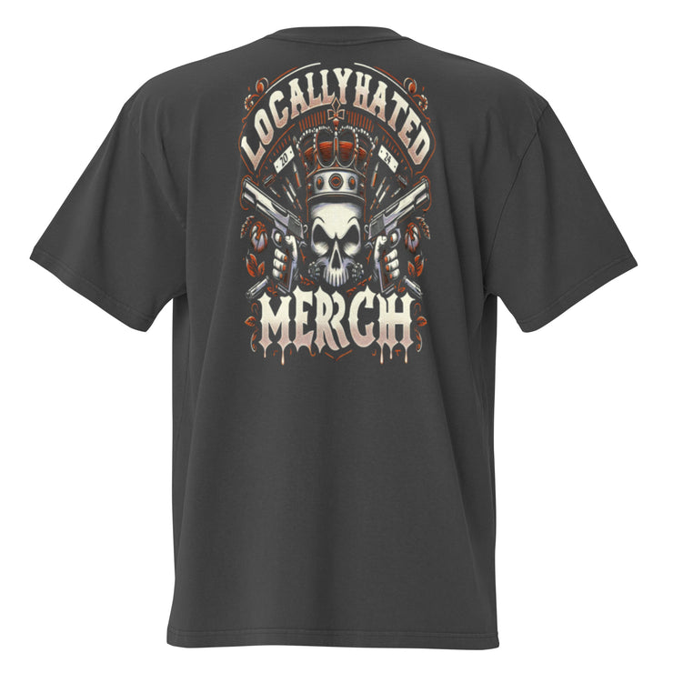 Locally Hated Merch - 2 Gun Skull Orange - Oversized faded t-shirt 