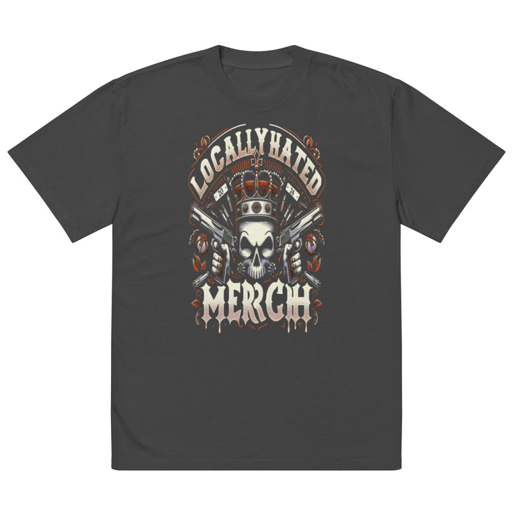 Locally Hated Merch - 2 Gun Skull Orange - Oversized faded t-shirt 