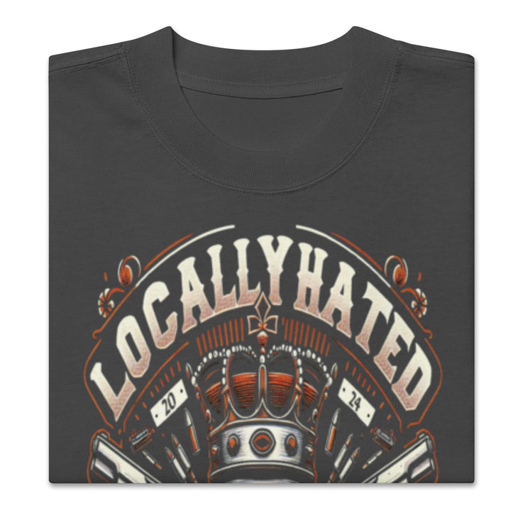 Locally Hated Merch - 2 Gun Skull Orange - Oversized faded t-shirt 