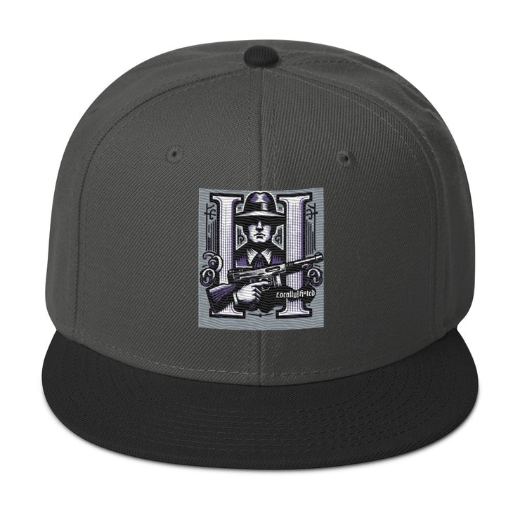 Locally Hated Merch - Purple Tommy Gun Logo - Snapback Hat 