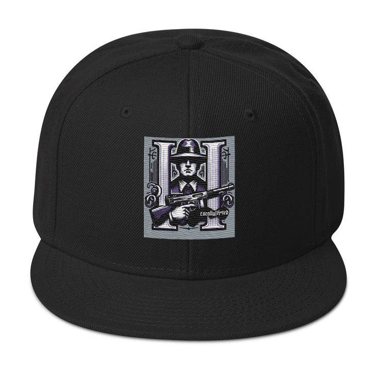 Locally Hated Merch - Purple Tommy Gun Logo - Snapback Hat 