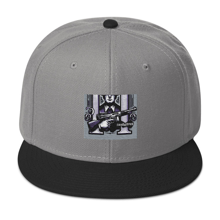 Locally Hated Merch - Purple Tommy Gun Logo - Snapback Hat 