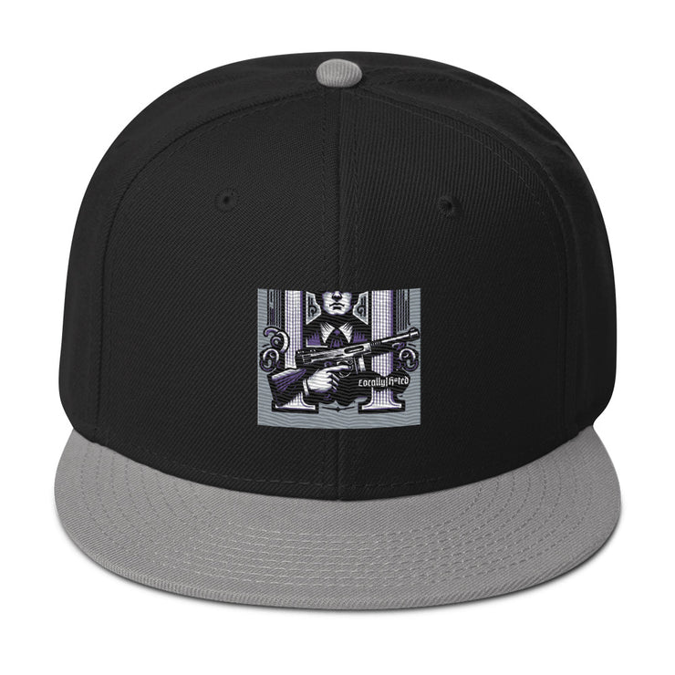 Locally Hated Merch - Purple Tommy Gun Logo - Snapback Hat 