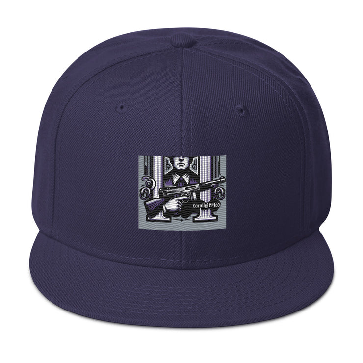 Locally Hated Merch - Purple Tommy Gun Logo - Snapback Hat 