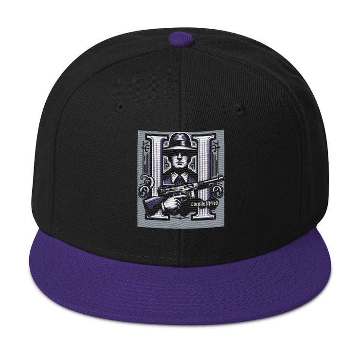 Locally Hated Merch - Purple Tommy Gun Logo - Snapback Hat 