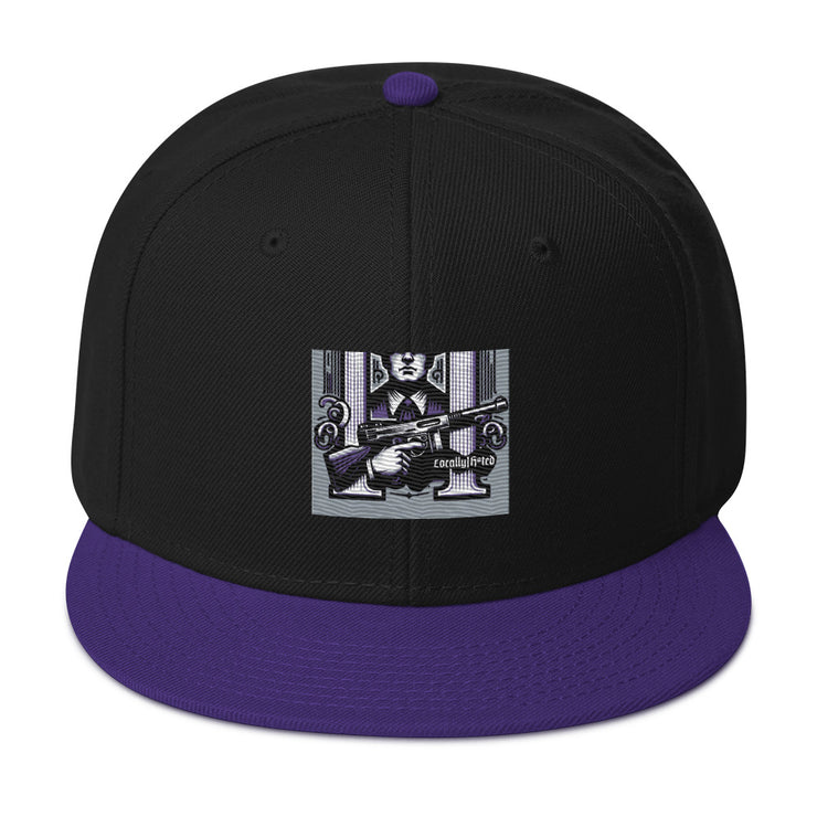 Locally Hated Merch - Purple Tommy Gun Logo - Snapback Hat 