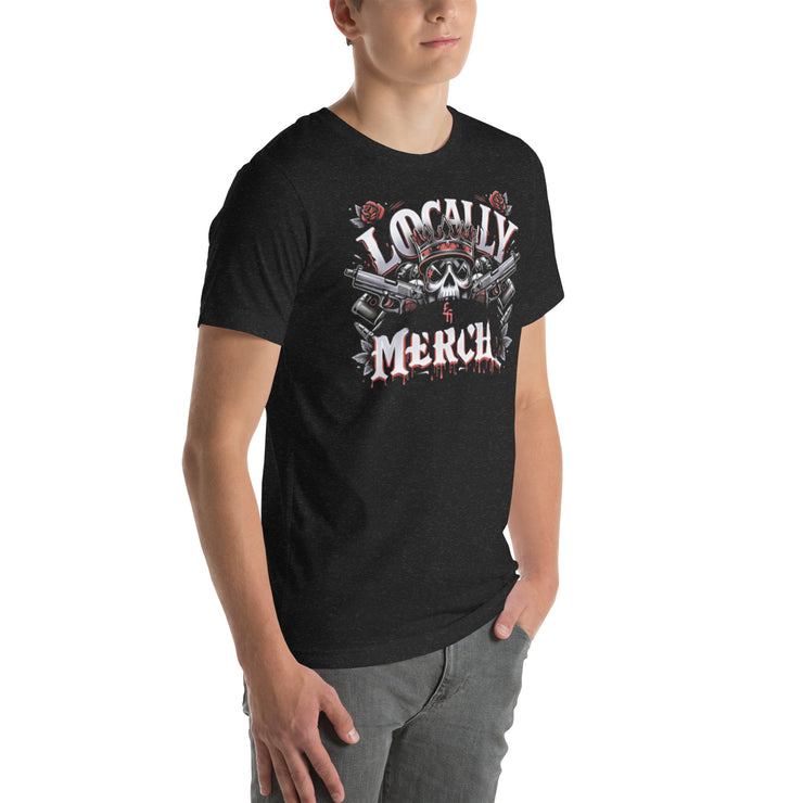 Locally Hated Merch - Red 2 Gun Skull Logo - Unisex t-shirt 