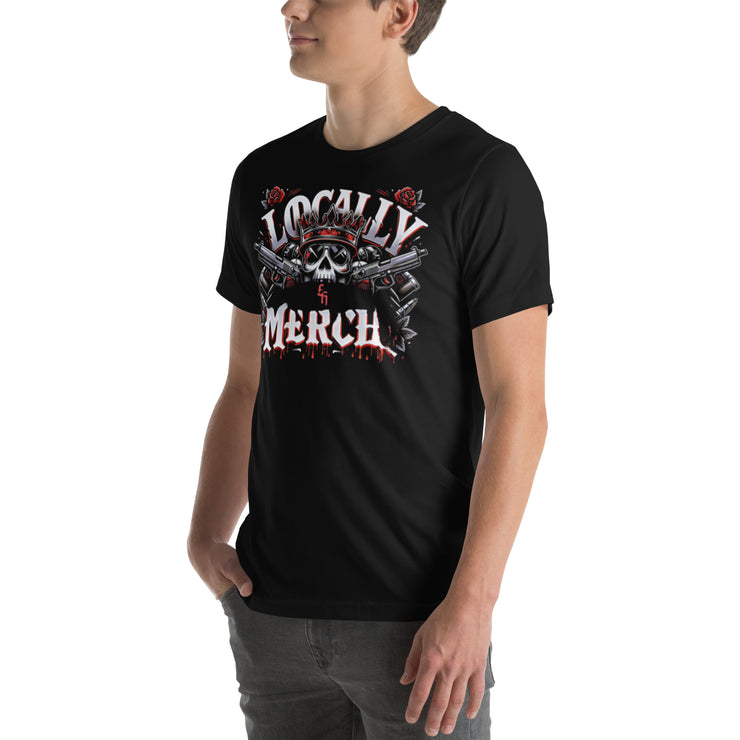 Locally Hated Merch - Red 2 Gun Skull Logo - Unisex t-shirt 