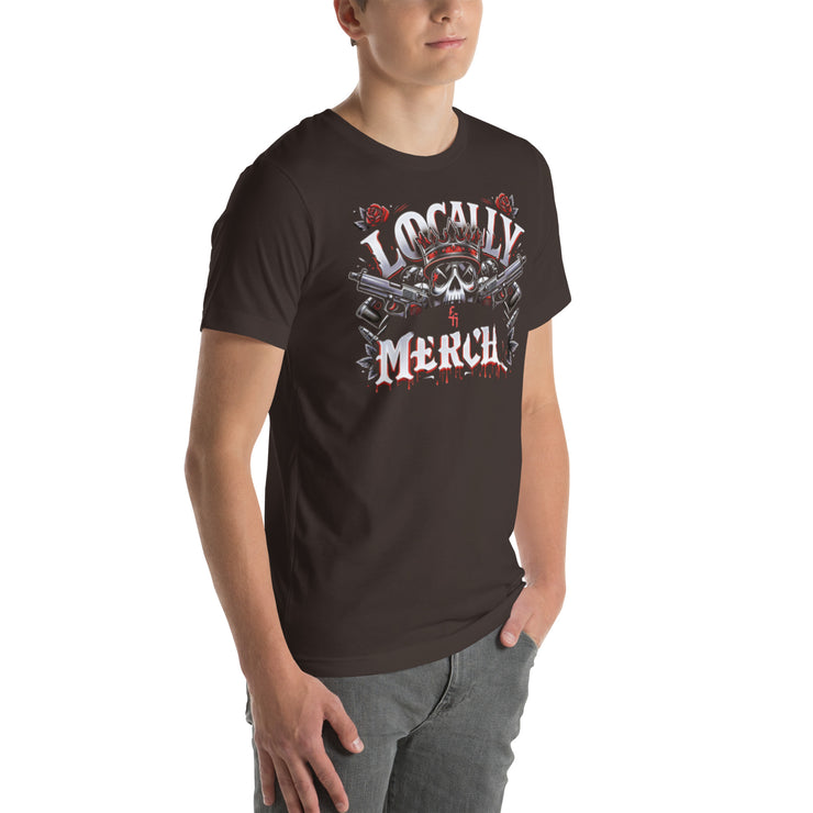 Locally Hated Merch - Red 2 Gun Skull Logo - Unisex t-shirt 